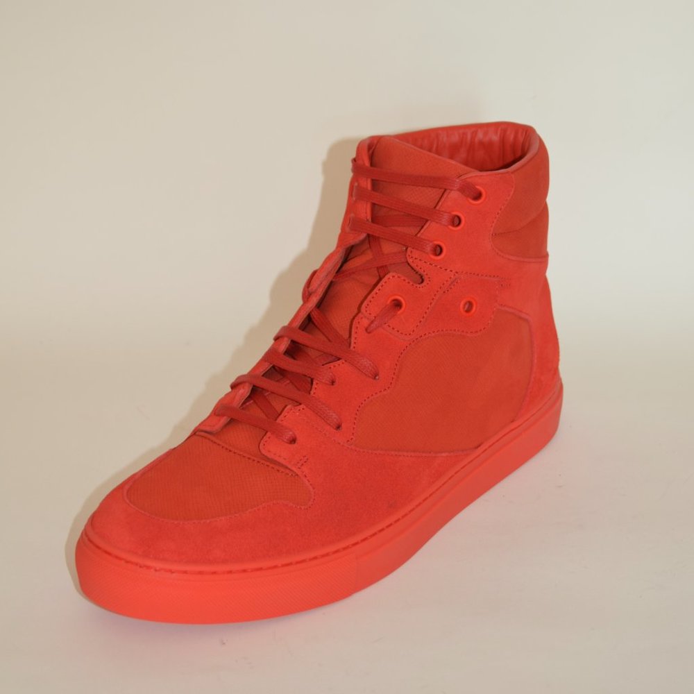 NWT BALENCIAGA MENS HITOP SUEDE LEATHER SNEAKERS US 8 EU 41 - Picture 1 of 7